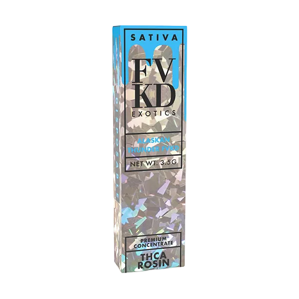 FV KD Exotics THCa Rosin packaging on a white background