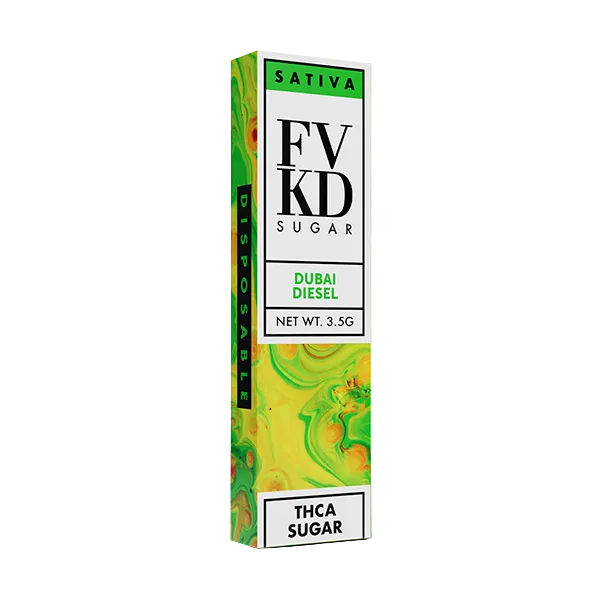 FV KD Sugar disposable vape packaging on a white background